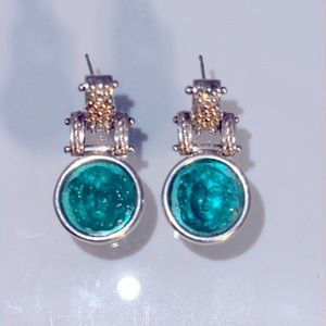 Rare Tagliamonte earrings. 925 and 14K gold. Venetian glass with Medusa